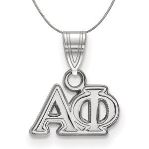 Sterling Silver Alpha Phi Small Greek Pendant Necklace - 20 Inch